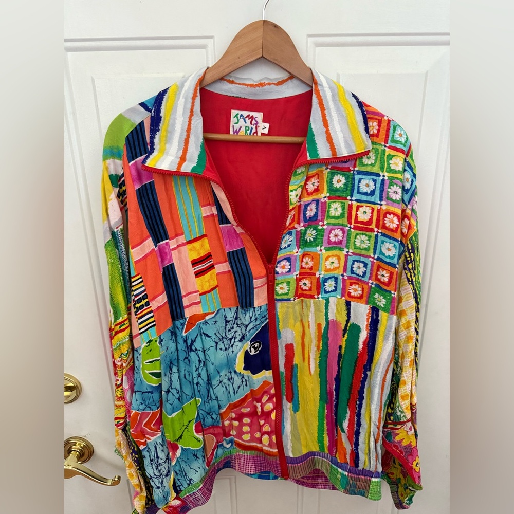 Vtg Jams World Jacket - XL - ( 27") 90s Fish Ocean Flowers Design RARE